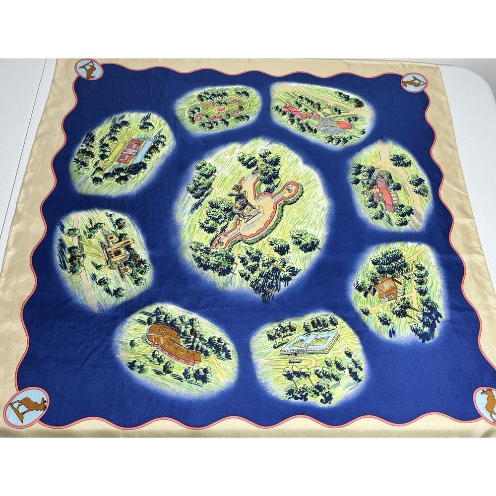 Moose International‎ Silk Scarf Map Print Novelty Island Scene Retro Collector